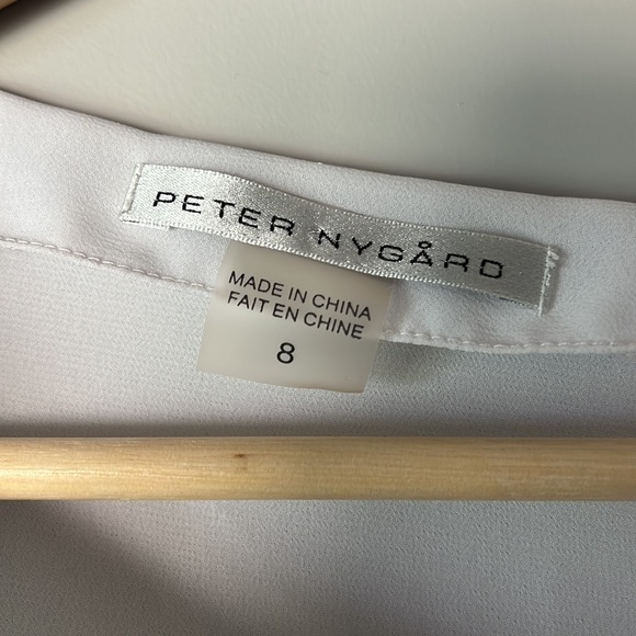 White long sleeve blouse with delicate black detailing on front - Picture 2 of 2